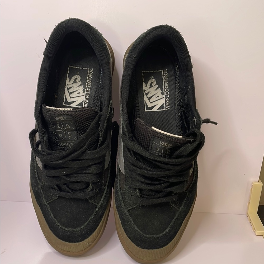 Vans Men's Black and Gray with Tan Soles Skate Shoes